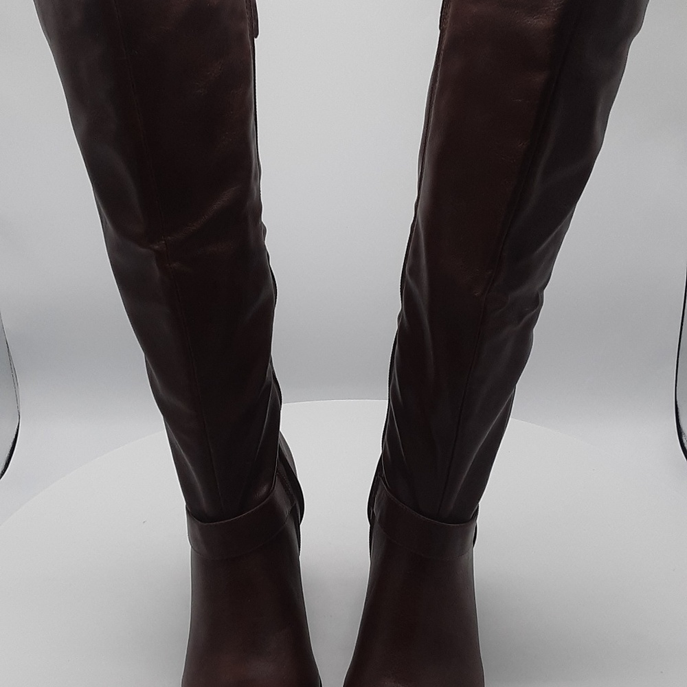 Style & Co. Knee-High Cognac Leather Heeled Boots - Picture 2 of 7
